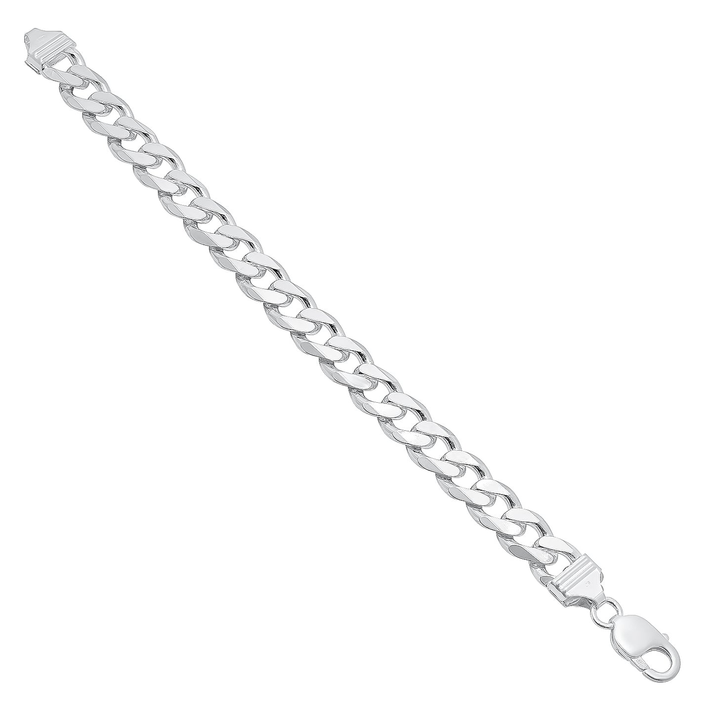 3mm-16mm Solid .925 Sterling Silver Italian Beveled Curb Chain Bracelet