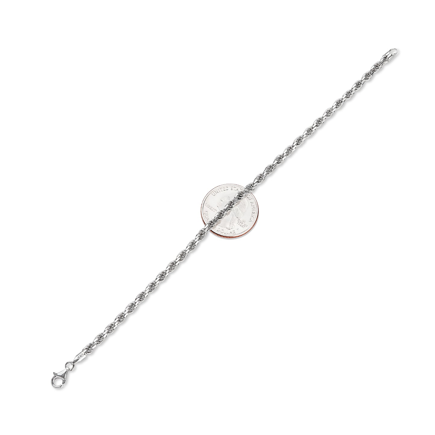 3.5mm .925 Sterling Silver Diamond-Cut Twisted Rope Chain Bracelet