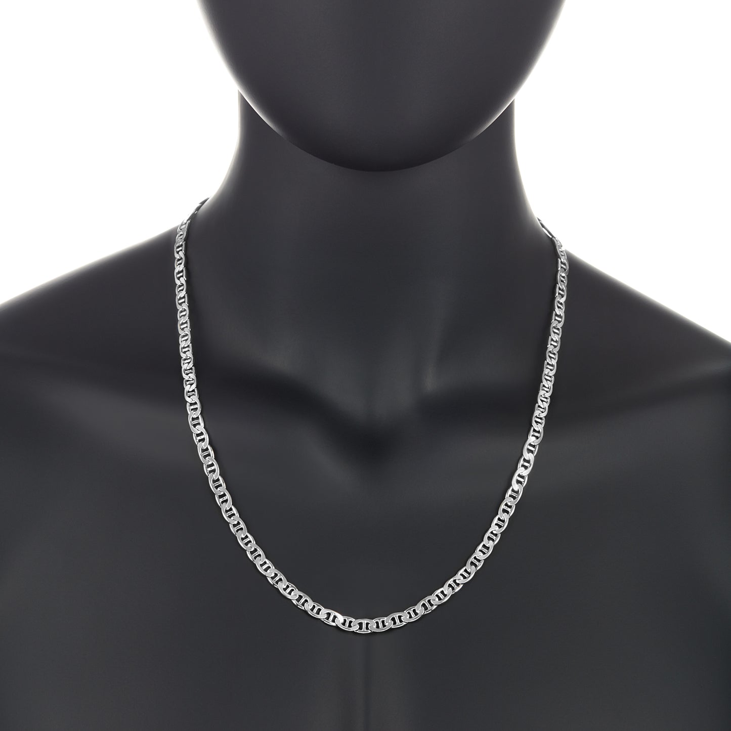 5.3mm Solid .925 Sterling Silver Flat Mariner Chain Necklace