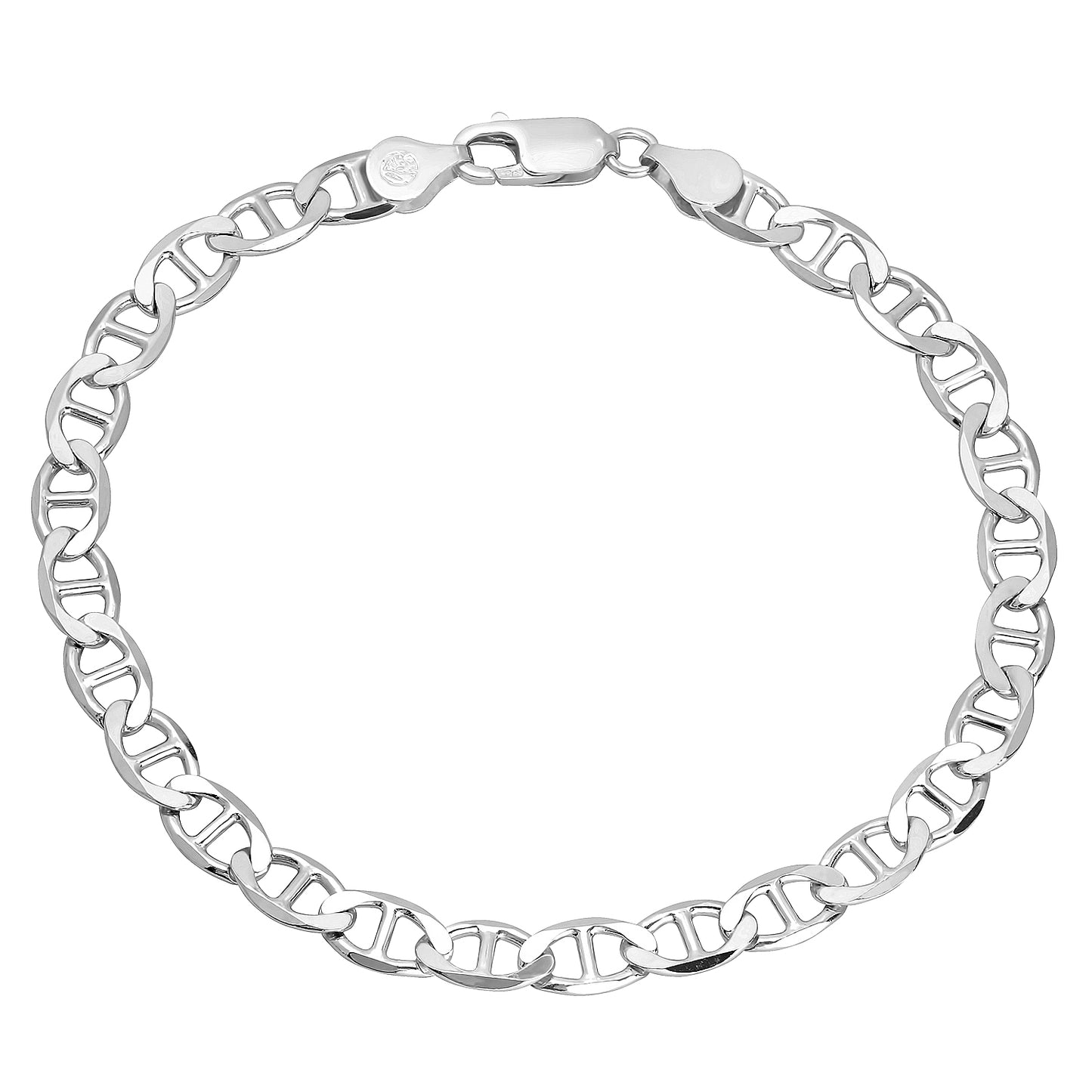 2mm-10mm Thick Solid .925 Sterling Silver Mariner Link Bracelet 7-10" Made in Italy