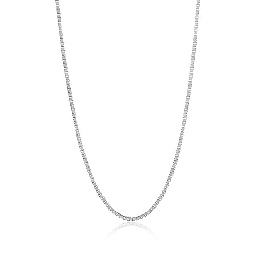 2.7mm Oxidized .925 Sterling Silver Silver Square Box Chain Necklace