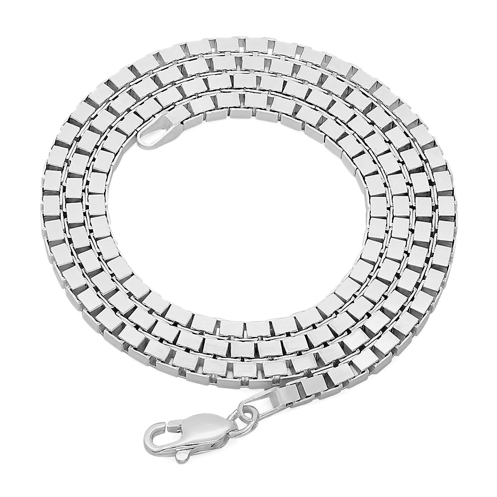 1mm-4mm Solid .925 Sterling Silver Square Box Chain Necklace or Bracelet