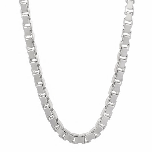 4.5mm Solid .925 Sterling Silver Square Box Chain Necklace