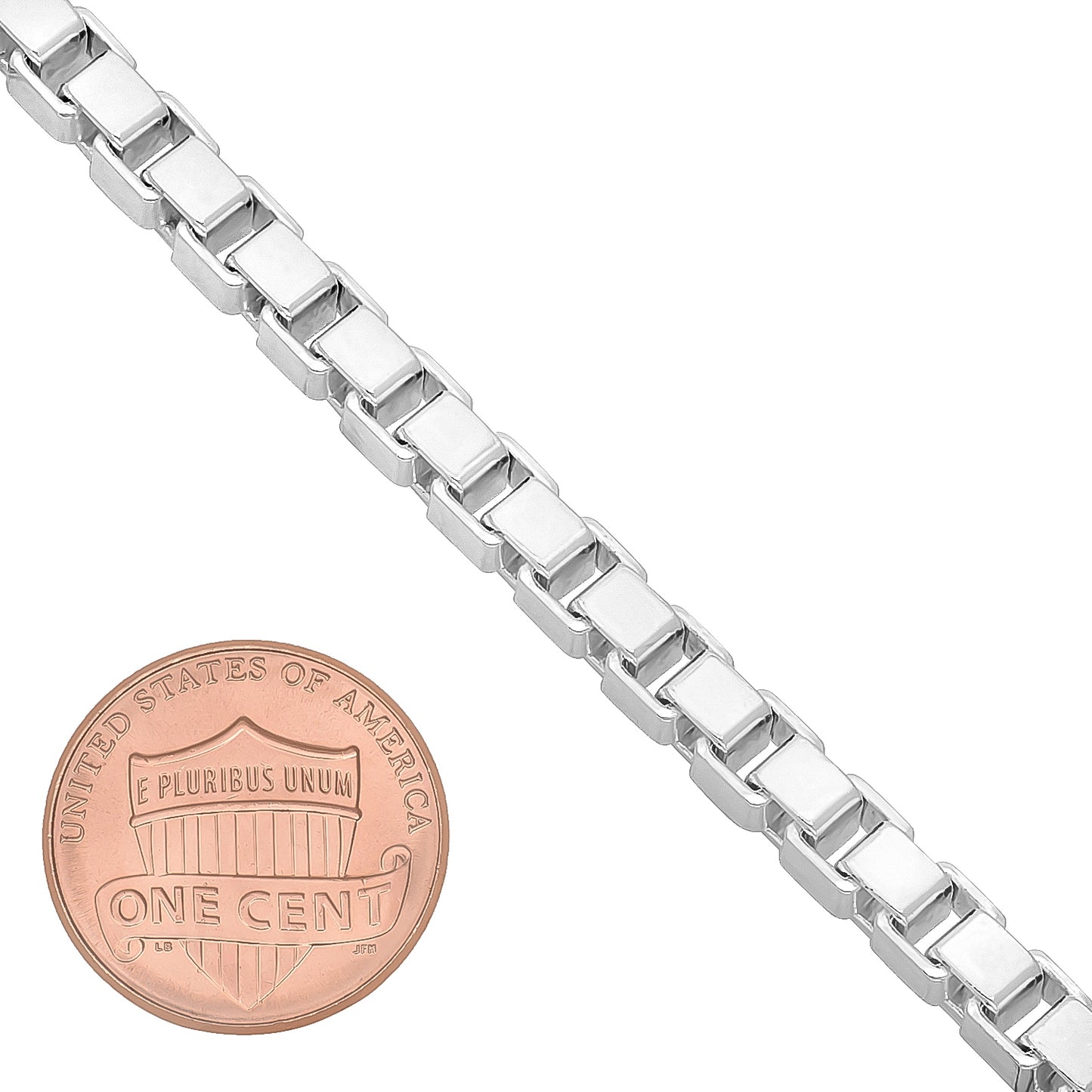 2mm-4mm Solid .925 Sterling Silver Square Box Chain Bracelet