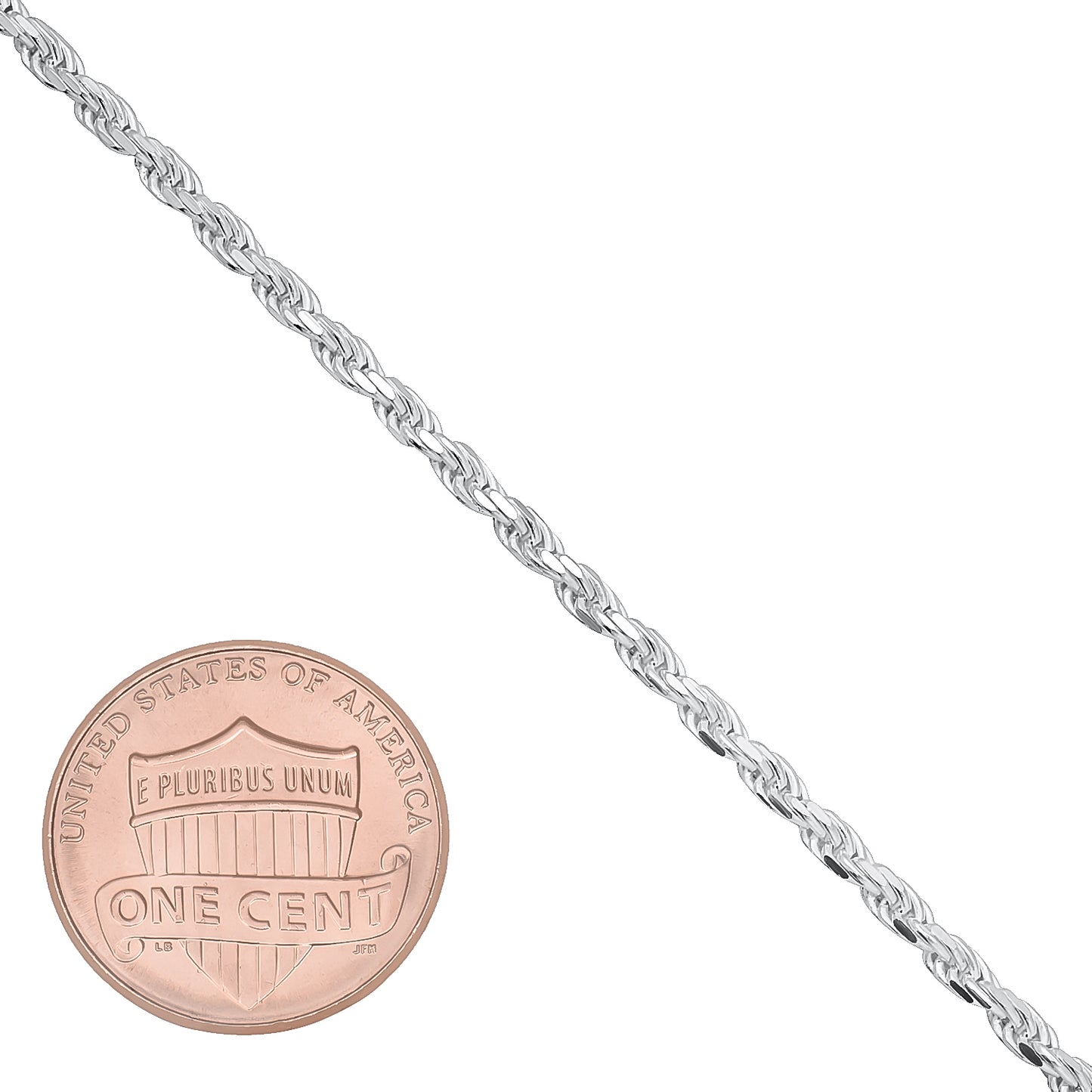 2.2mm .925 Sterling Silver Diamond-Cut Twisted Rope Chain Necklace + Gift Box