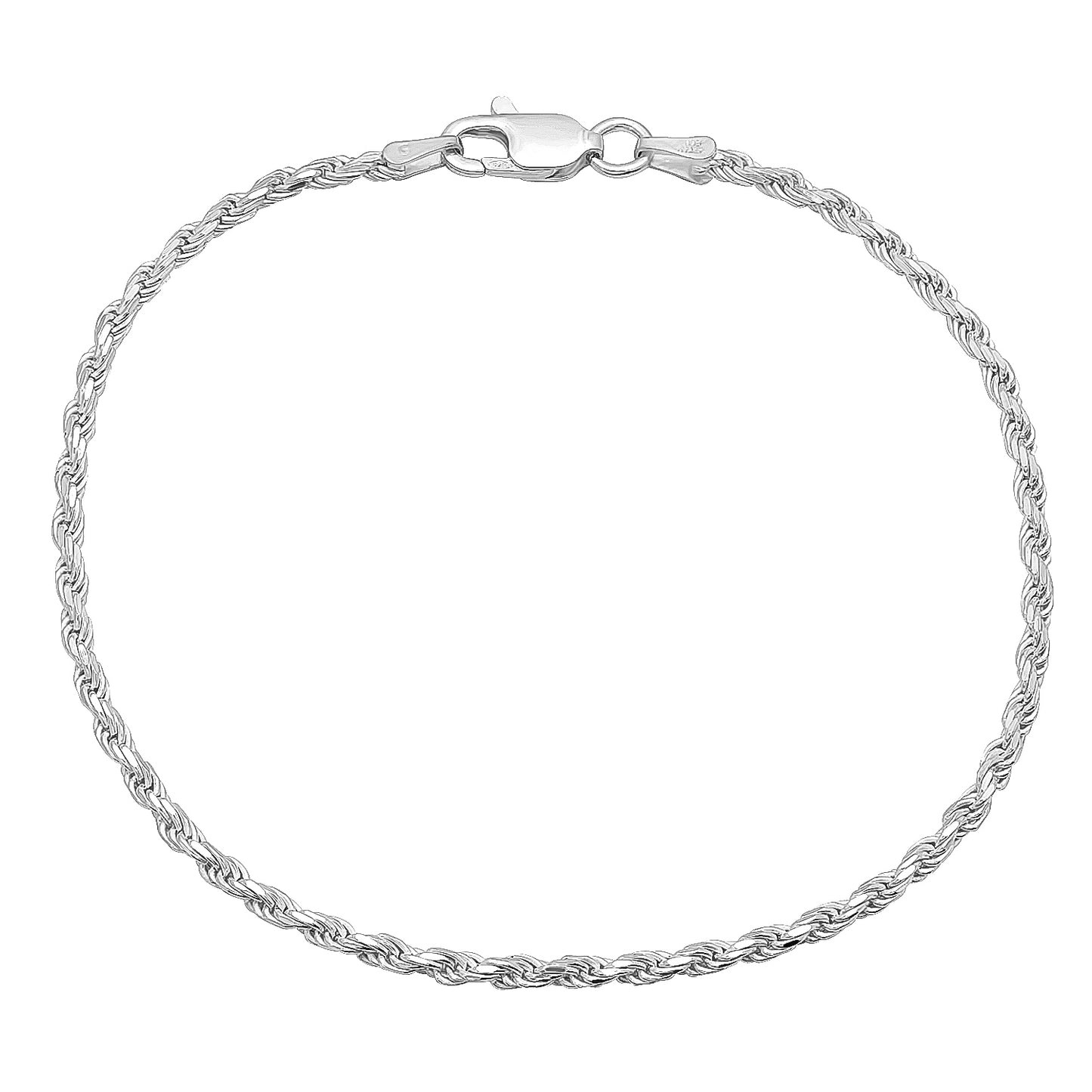 2.2mm .925 Sterling Silver Diamond-Cut Twisted Rope Chain Necklace (SKU: NEC722)