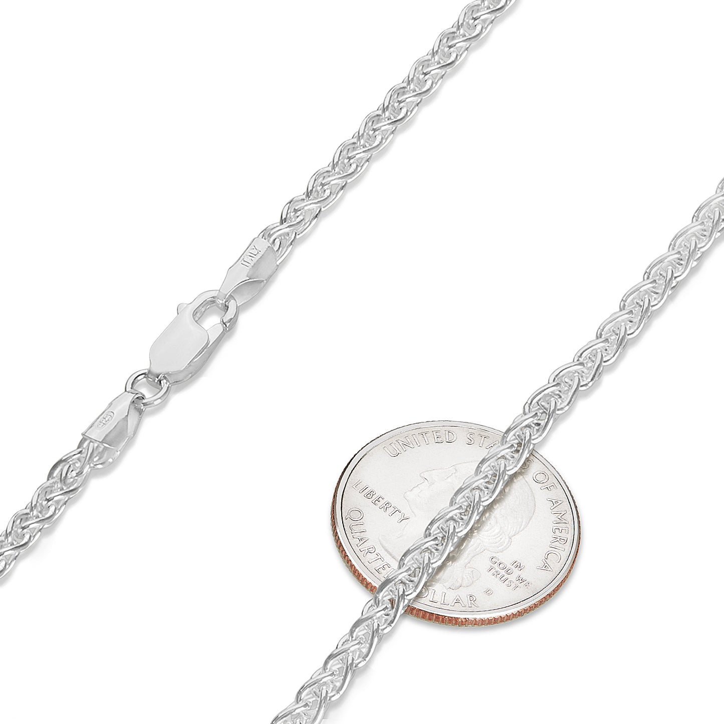 1mm-5mm Solid .925 Sterling Silver Braided Wheat Chain Necklace or Bracelet 7-30" Made in Italy