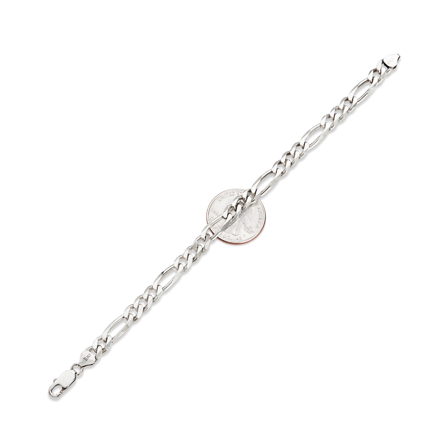 8mm Oxidized .925 Sterling Silver Silver Flat Figaro Chain Bracelet