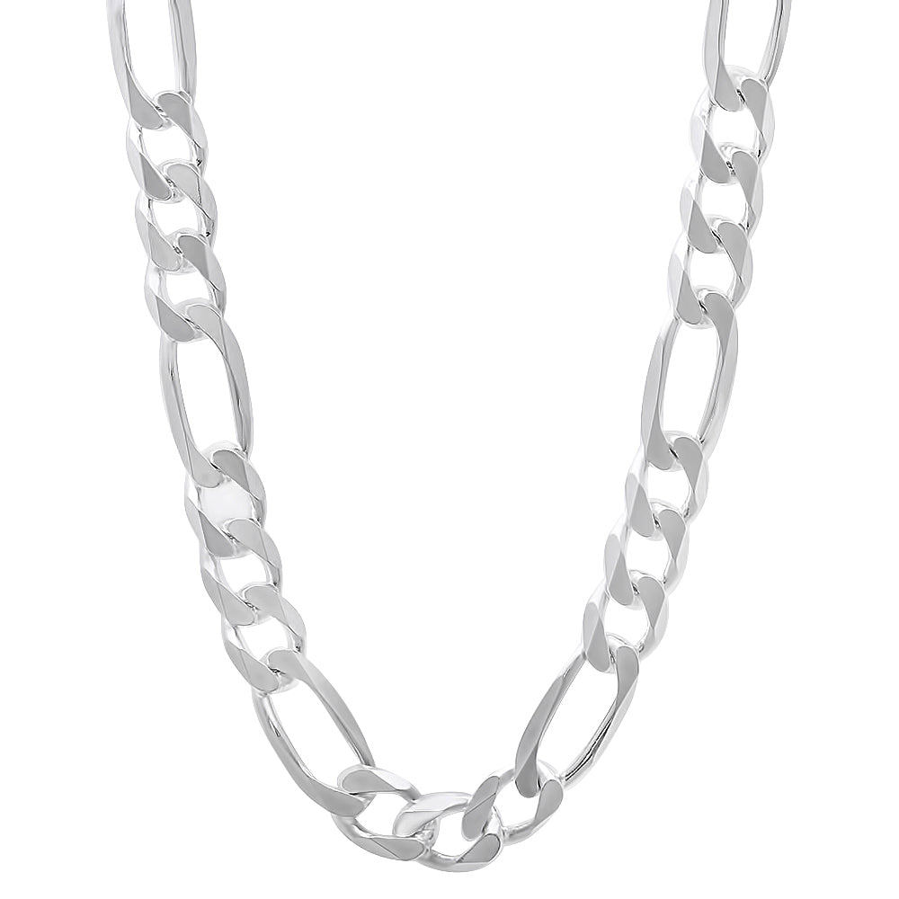 Men's 7mm Oxidized .925 Sterling Silver Silver Flat Figaro Chain Necklace