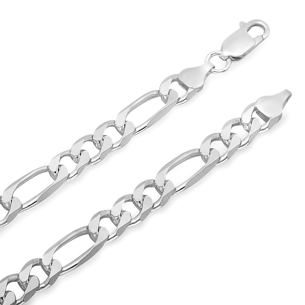 Men's 7mm Oxidized .925 Sterling Silver Silver Flat Figaro Chain Necklace