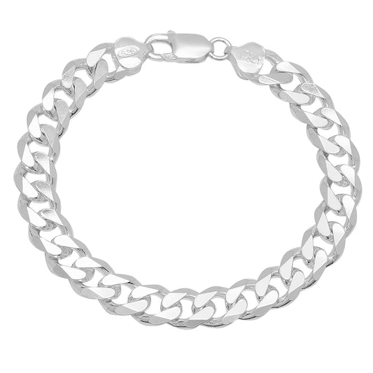 Men's 8.9mm Oxidized .925 Sterling Silver Silver Flat Cuban Link Curb Chain Necklace