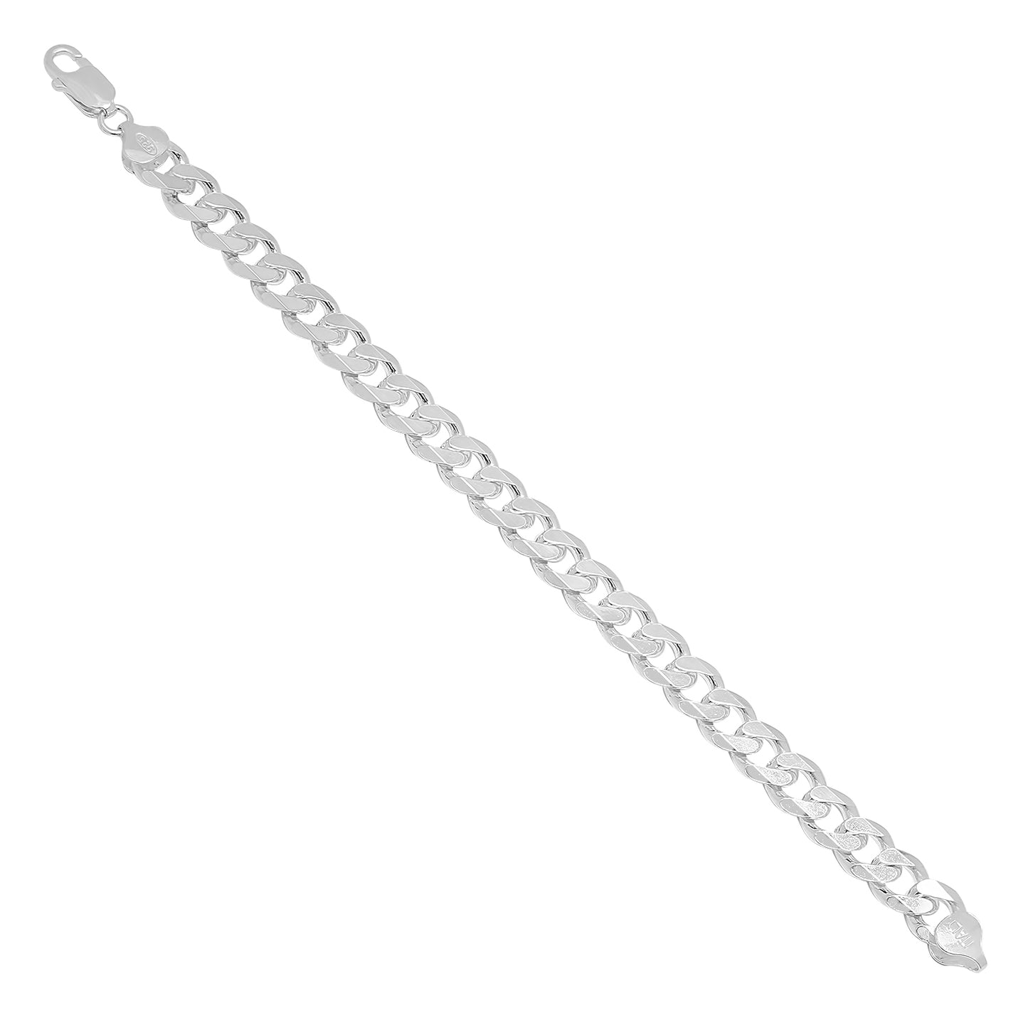 Men's 8.9mm Rhodium Plated Silver Flat Cuban Link Curb Chain Necklace