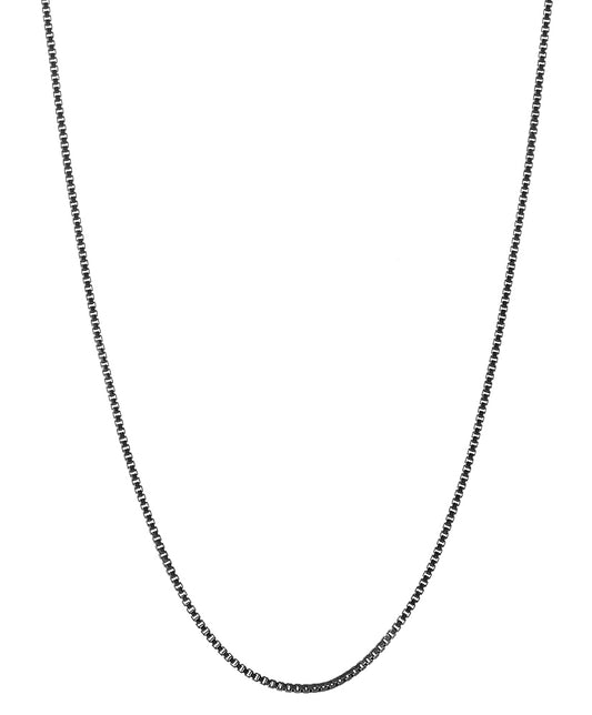 2.3mm Black Plated Silver Square Box Chain Necklace