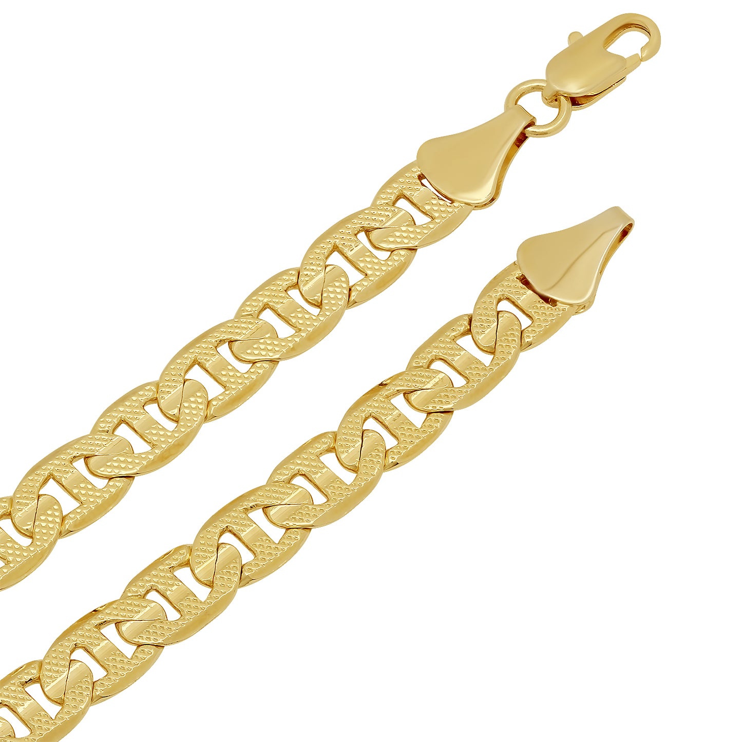 7mm 14k Yellow Gold Plated Flat Mariner Chain Necklace