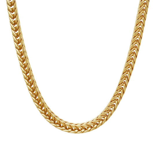 5mm 14k Yellow Gold Plated Square Franco Chain Necklace