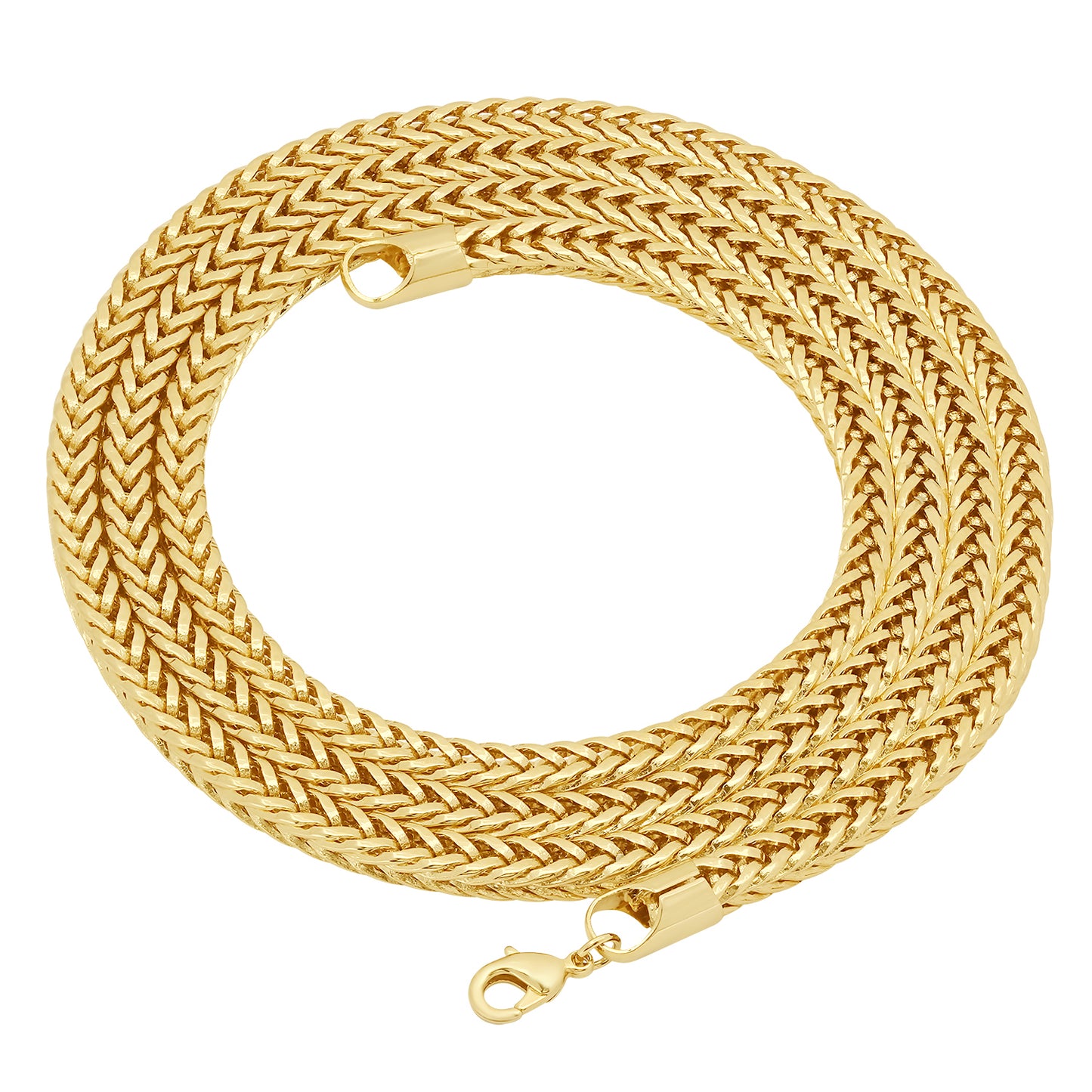 5mm 14k Yellow Gold Plated Square Franco Chain Necklace