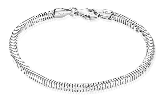 4mm Oxidized .925 Sterling Silver Silver Round Snake Chain Bracelet