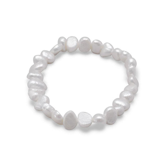 8mm Synthetic Pearl White simulated-pearl Pearl Bracelet, 7 inches