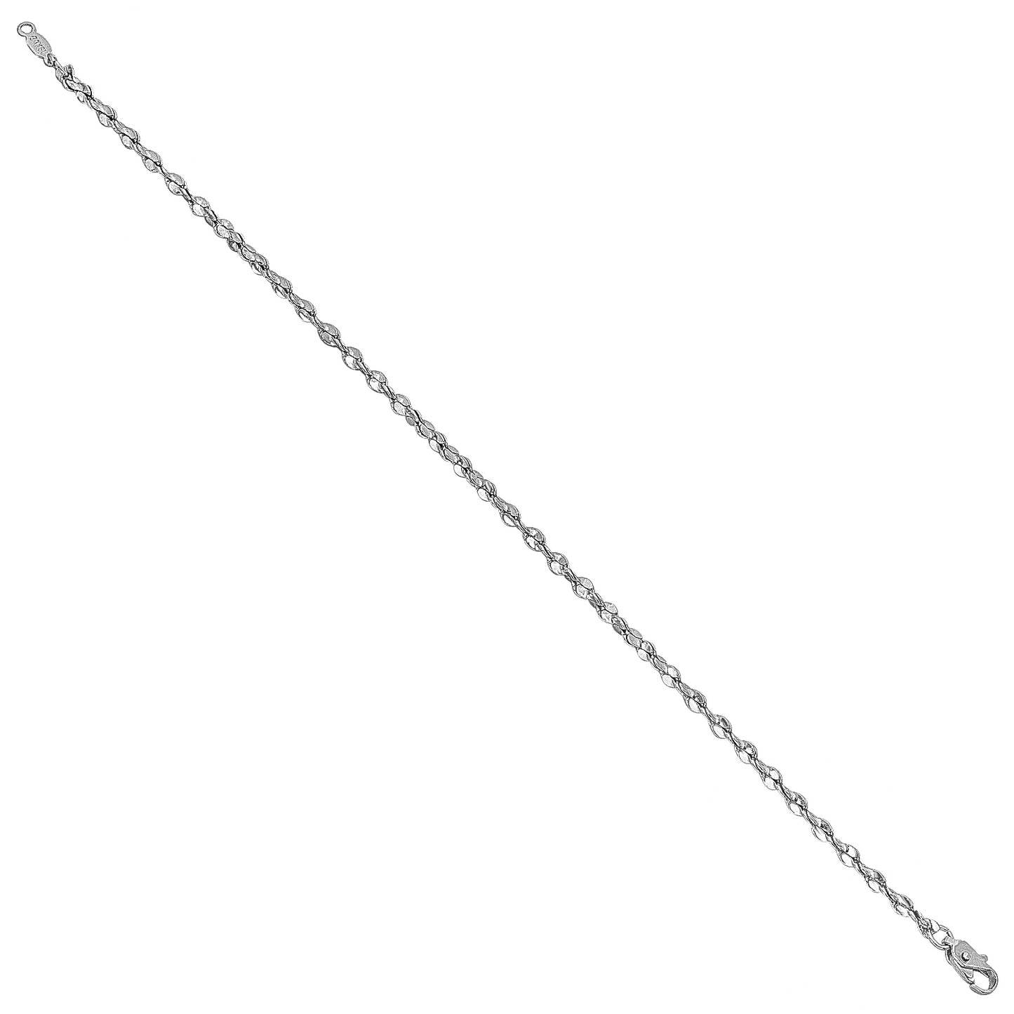 2.7mm Rhodium Plated Twisted Singapore Chain Necklace