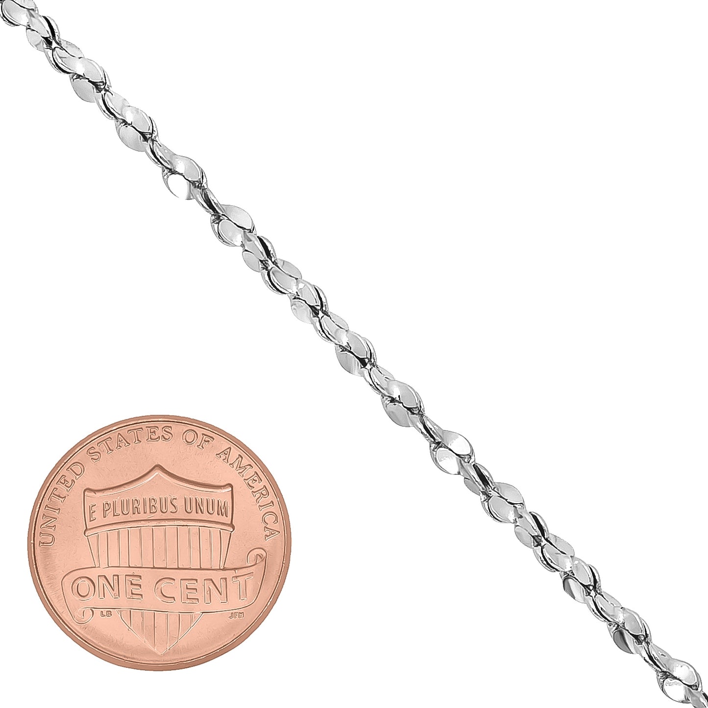 2.7mm Rhodium Plated Twisted Singapore Chain Necklace