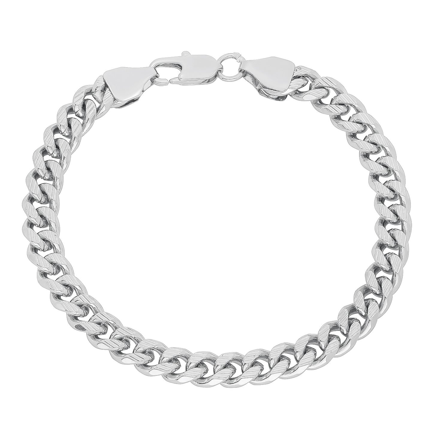 7mm Rhodium Plated Flat Cuban Link Curb Chain Necklace