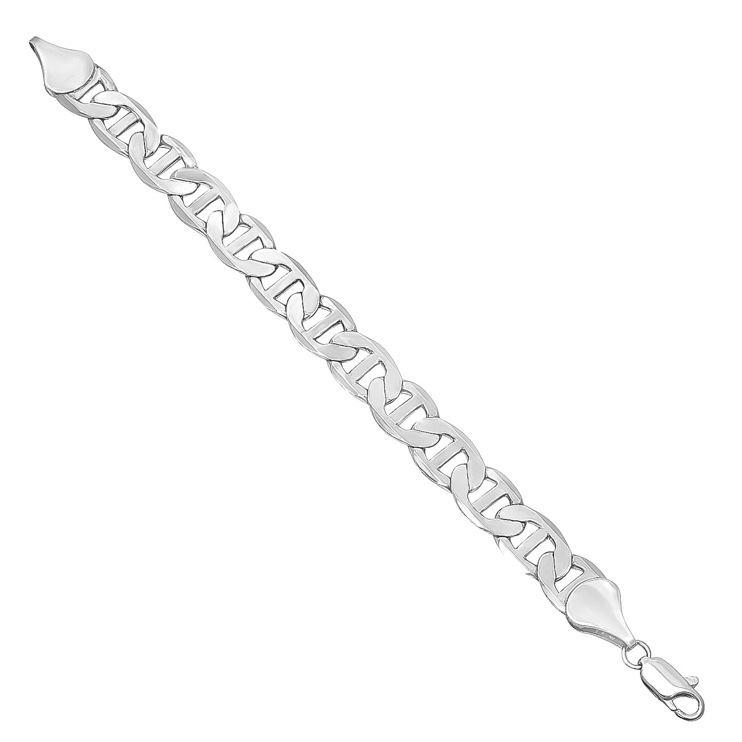 Men's 12mm Rhodium Plated Flat Mariner Chain Necklace