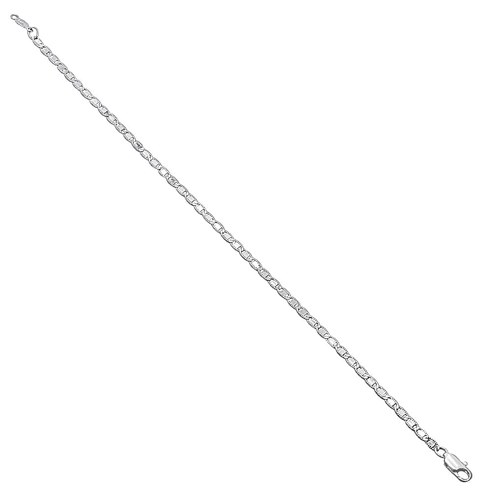 2.3mm Rhodium Plated Flat Mariner Chain Link Bracelet (SKU: RL-048VB)