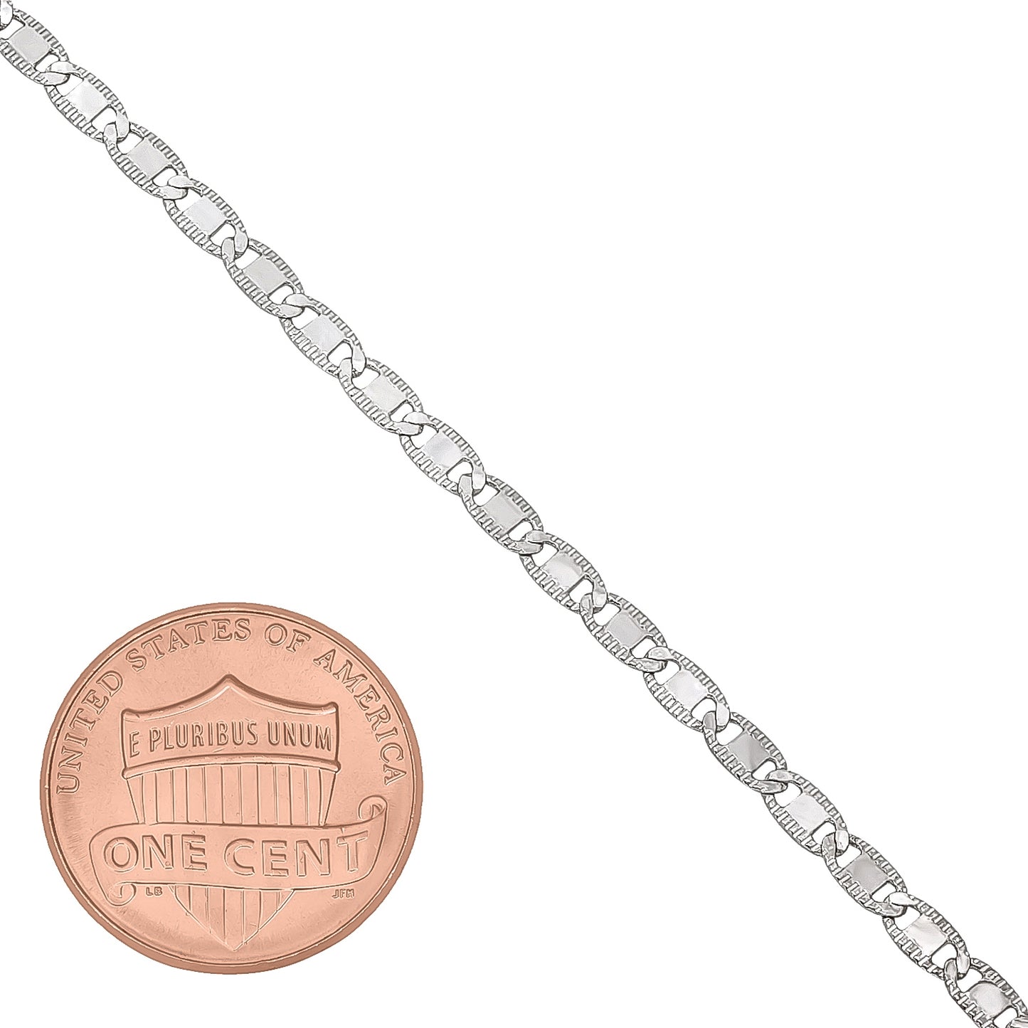 2.3mm Rhodium Plated Flat Mariner Chain Link Bracelet (SKU: RL-048VB)