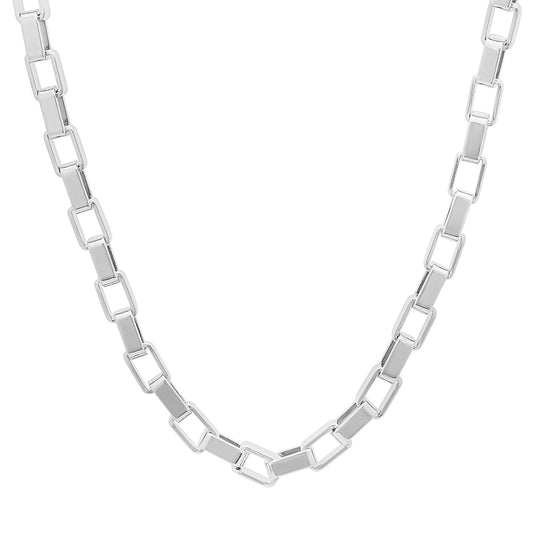 5mm Rhodium Plated Square Box Chain Necklace