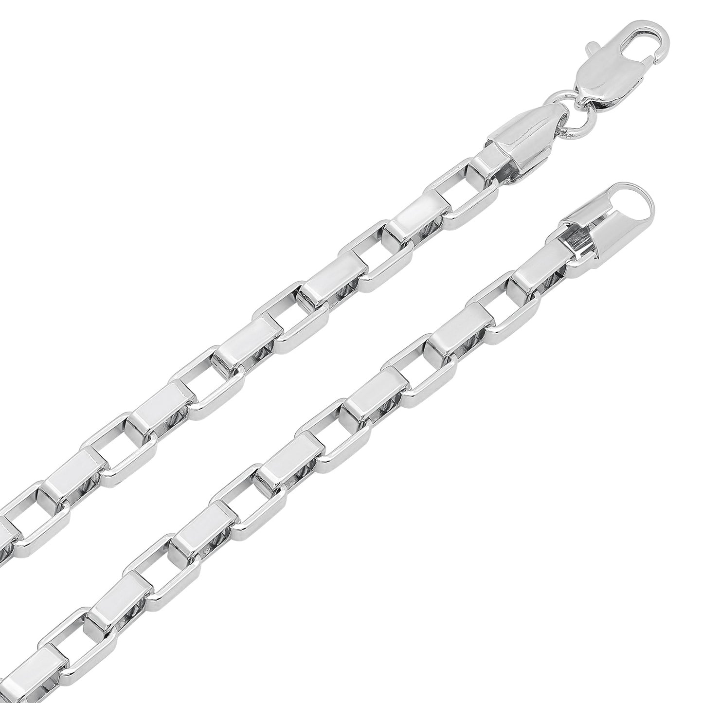 5mm Rhodium Plated Square Box Chain Necklace