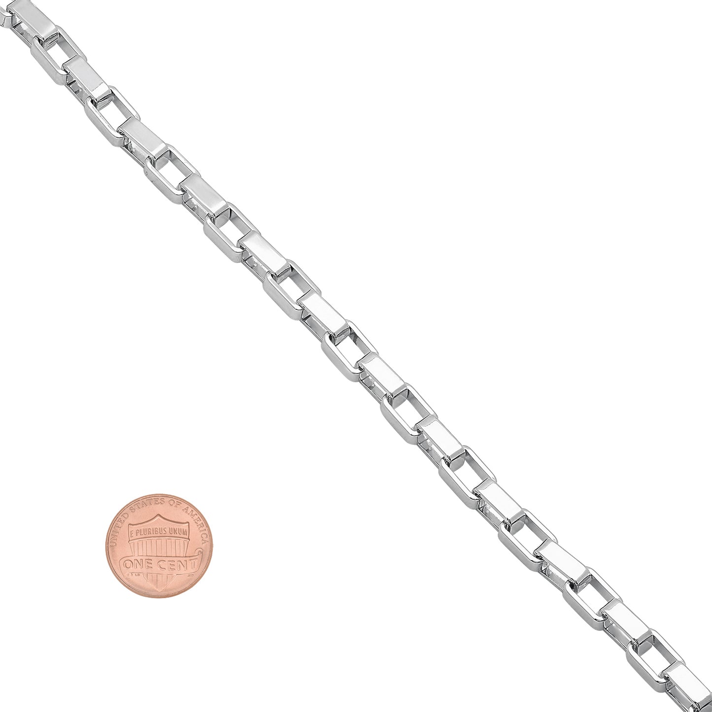 5mm Rhodium Plated Square Box Chain Necklace