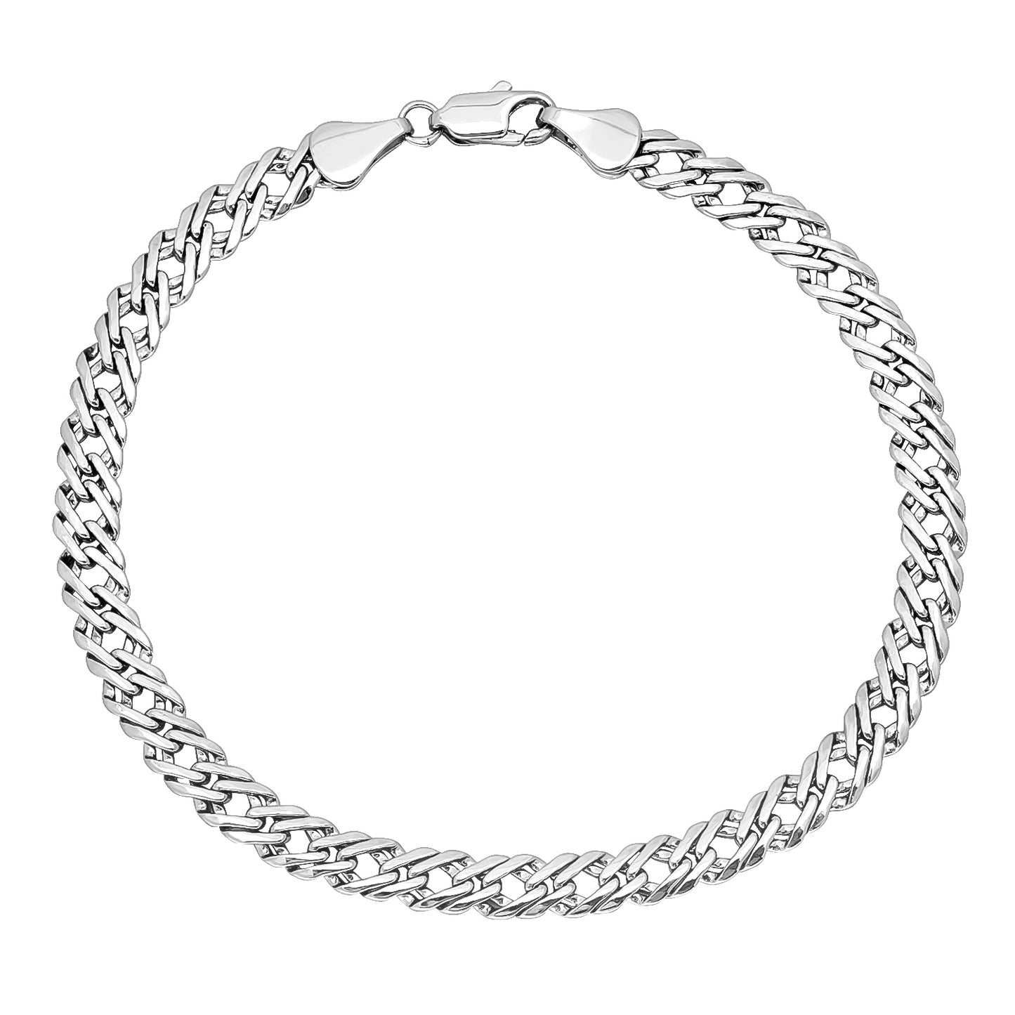 5mm Rhodium Plated Cable Venetian Chain Bracelet