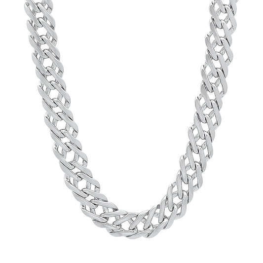 7.4mm Rhodium Plated Cable Venetian Chain Necklace