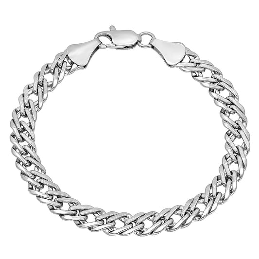 7.4mm Rhodium Plated Cable Venetian Chain Bracelet