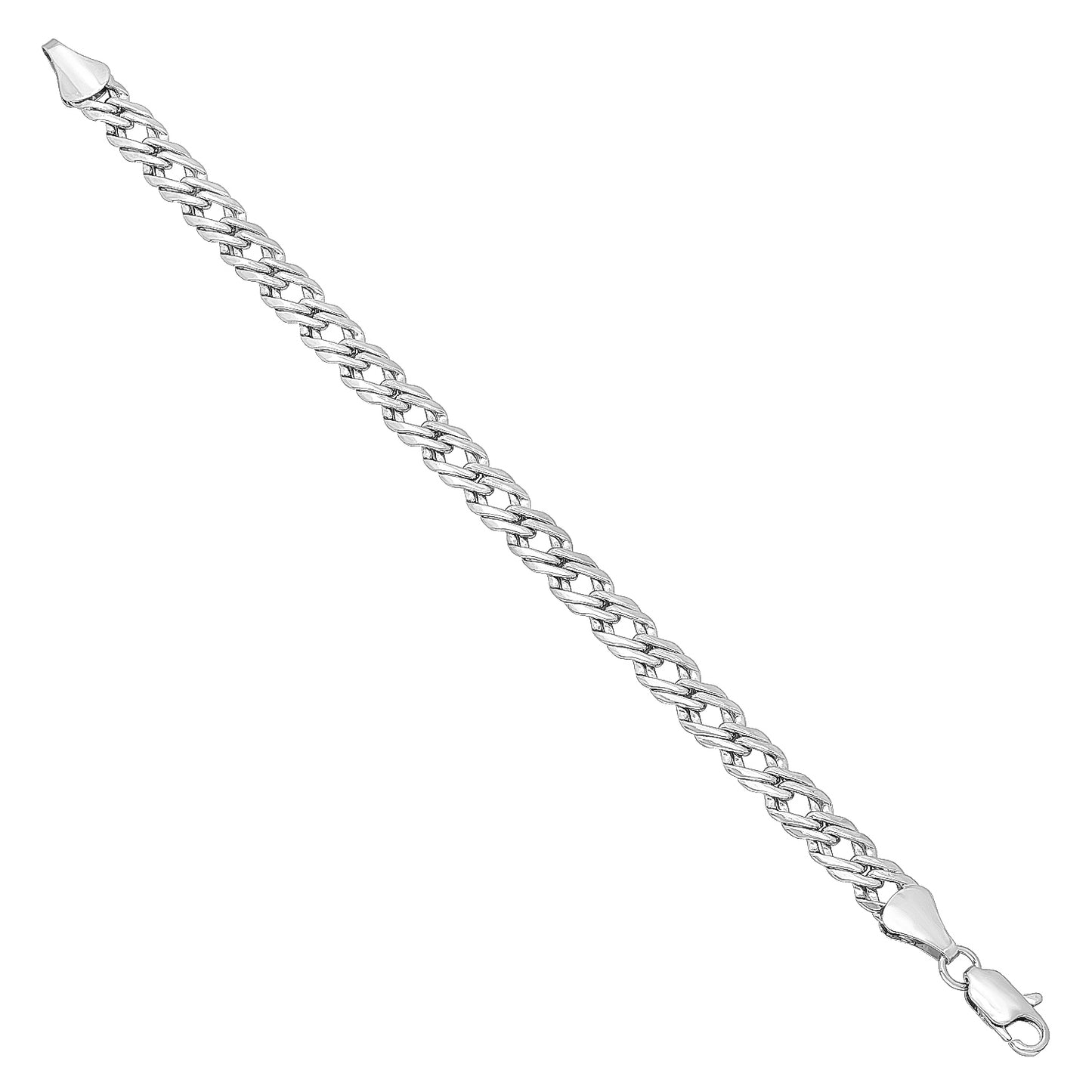 7.4mm Rhodium Plated Cable Venetian Chain Bracelet