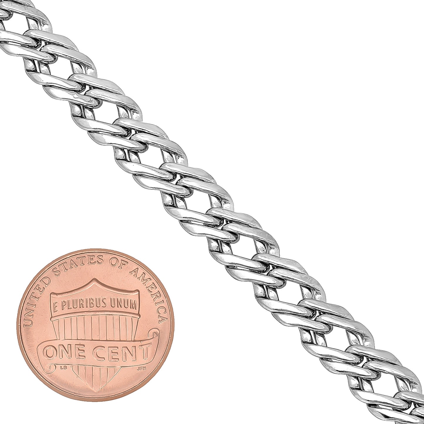 7.4mm Rhodium Plated Cable Venetian Chain Bracelet