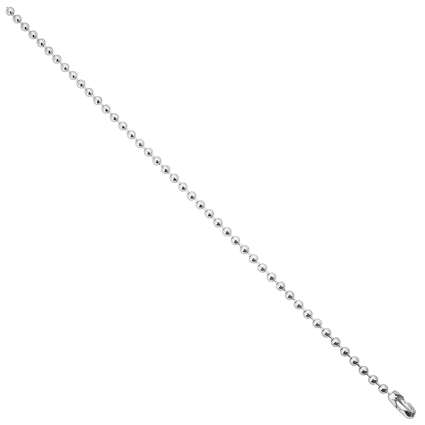 3.3mm Rhodium Plated Ball Military Bead Chain Necklace