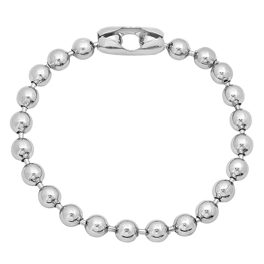 6.5mm Rhodium Plated Military Ball Chain Bracelet