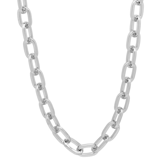 6mm Rhodium Plated Cable Chain Necklace