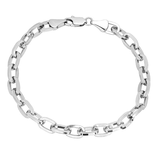 6mm Rhodium Plated Round Rolo Chain Bracelet