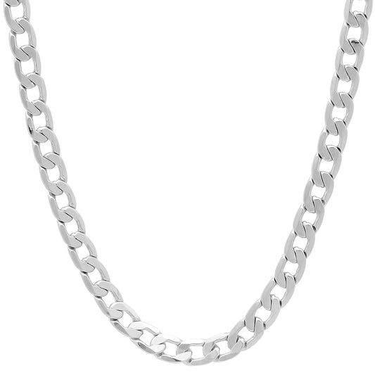 4mm Rhodium Plated Beveled Curb Chain Necklace