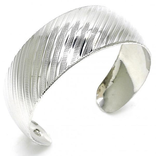 Girls Baby 17.3mm Rhodium Plated Stripped Cuff Bangle Bracelet 5.3" One Size Fits All + Polishing Cloth