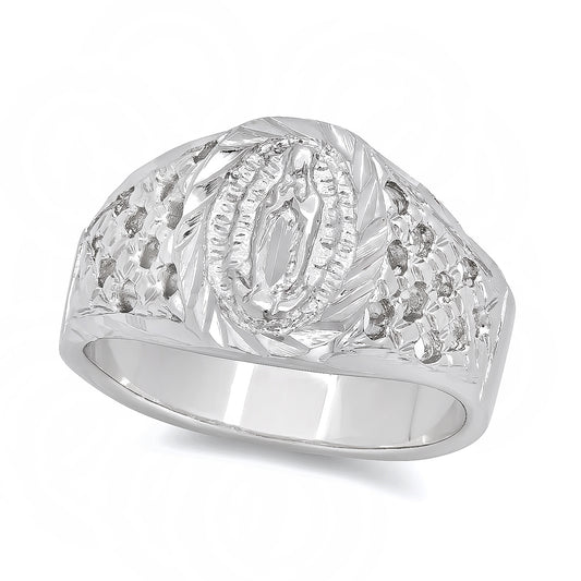 Rhodium Plated Virgin Mary Ring