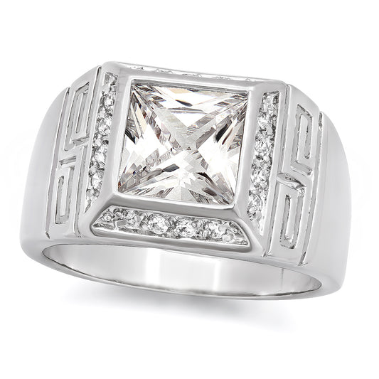 Rhodium Plated Classic Ring With CZ Stones