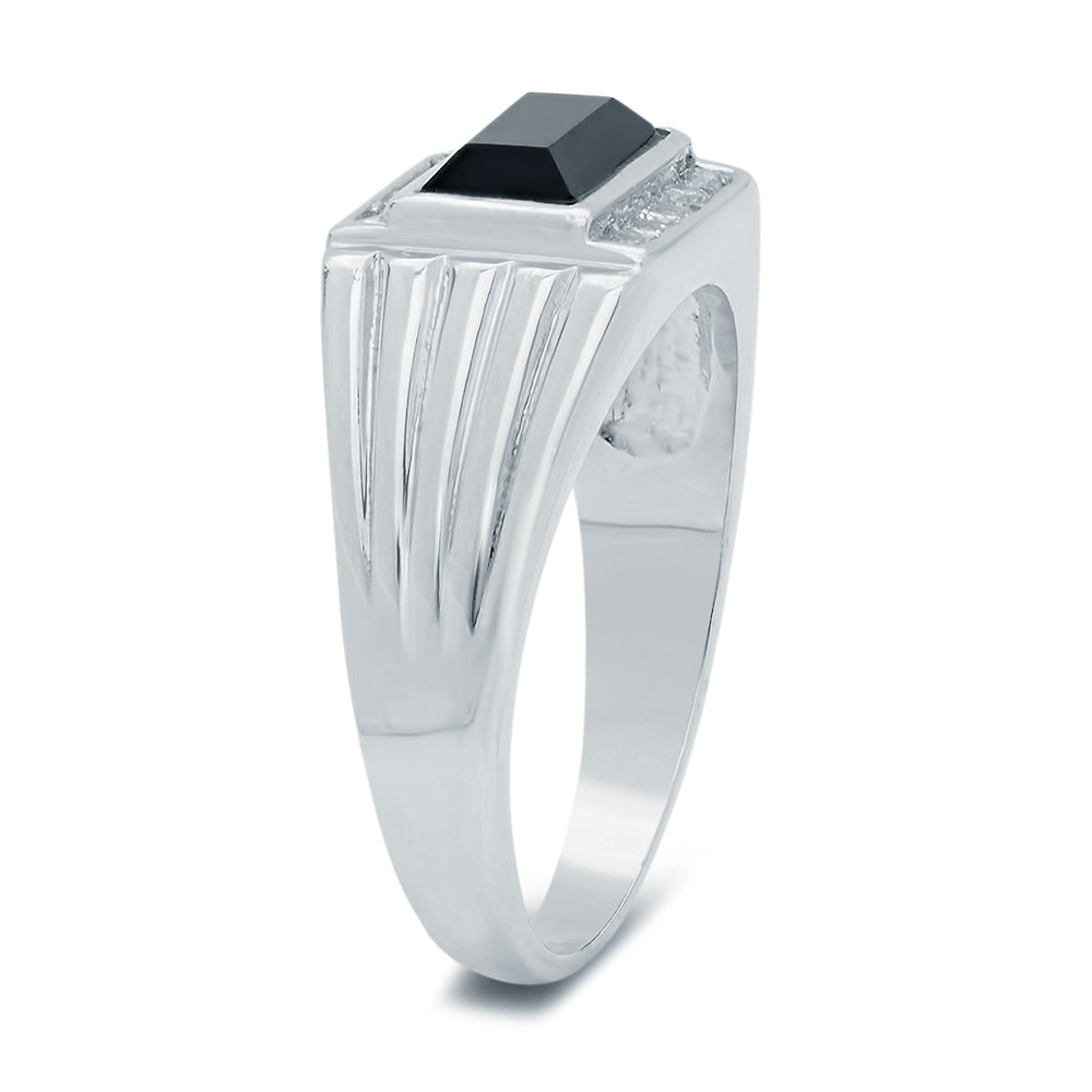 Black Baguette Heavy Rhodium Plated Classic Ring Cubic Zirconia