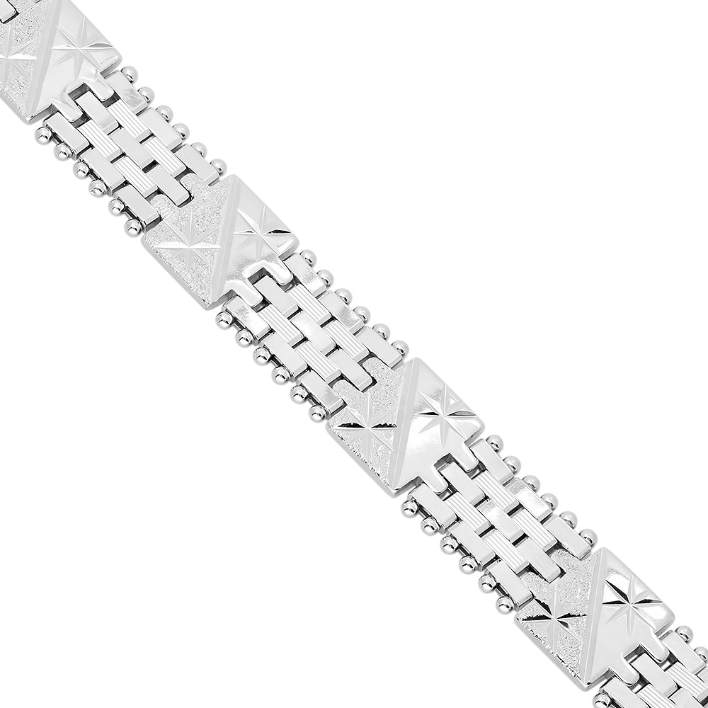 Rhodium Plated 13mm Diamond-Cut Thick Multi-Style Chain Bracelet