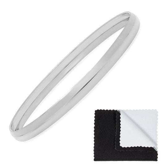 6.1mm Rhodium Plated Plain Bangle Bracelet