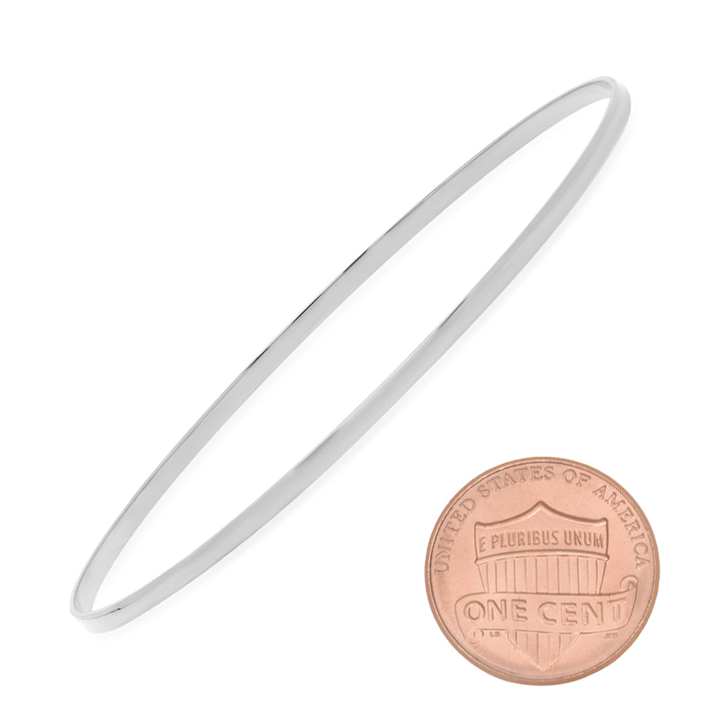 1.9mm Rhodium Plated Plain Bangle Bracelet (SKU: RL-RDBNB67)