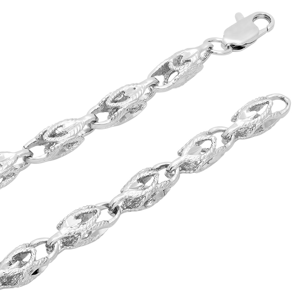 6mm Rhodium Plated Brass Rhodium Plated Brass Rhodium Plated Hollow Bullet Chain Necklace (SKU: RL-RM11)