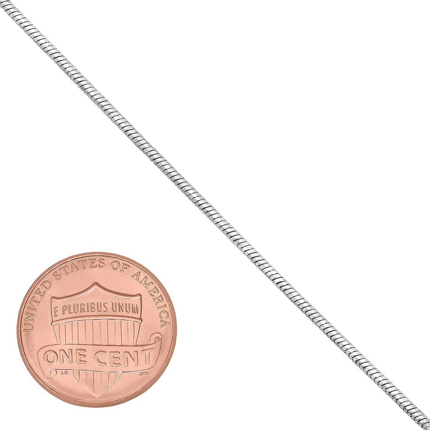 1.5mm Diamond-Cut Rhodium Plated Round Snake Chain Necklace